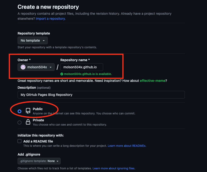 Creating a GitHub repo named molson504x.github.io